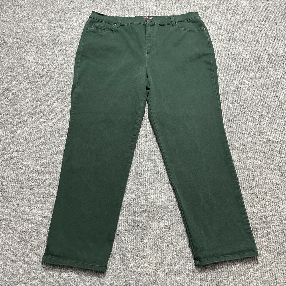 Gloria Vanderbilt Womens Jeans W38" Green Denim Straight Leg High Rise‎